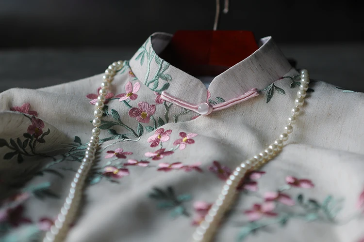 Verkaufen Sehen Orange 2018 Frühling Handarbeit Stickerei Blumen Anpassung Leinen Cheongsam Vintage Chinesischen Stil Jacke Tops SO3320