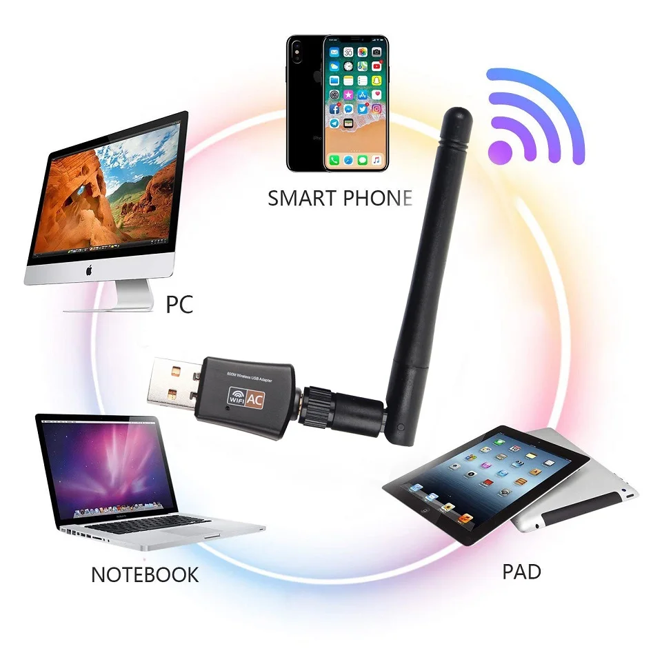 600 Мбит/с 5 ГГц 2 4 USB Wifi адаптер двухдиапазонный RTL8811AU Антенна Dongle LAN для Windows Mac