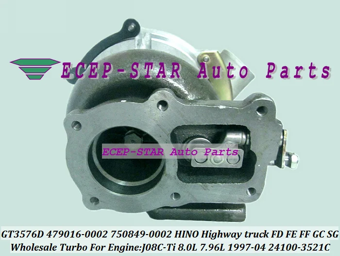 Турбокомпрессор GT3576D 479016 750849 0001 24100 3521C для грузовика HINO Highway Truck 1997 04 J08C Ti J08CTi