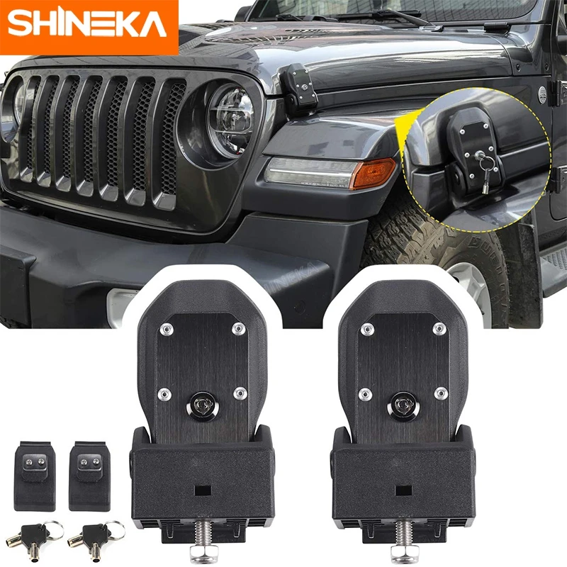 SHINEKA замки капота для Jeep Gladiator JT 2018 + Автомобильная защелка капота двигателя с ключом замок аксессуары для Jeep Wrangler JL 2018 + - изображение