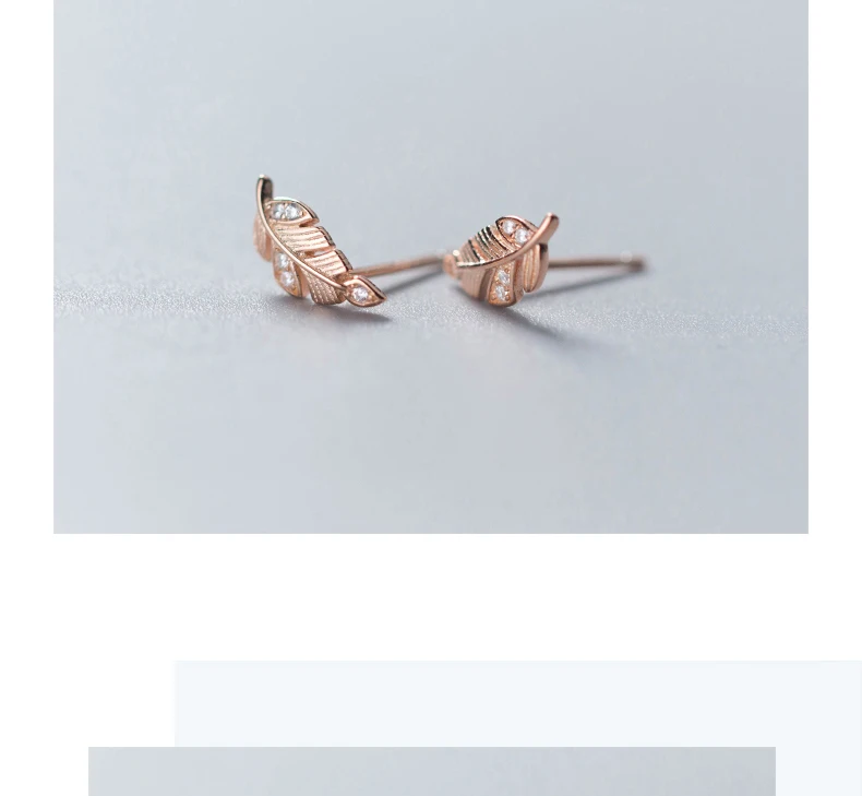 MloveAcc 925 Настоящее серебро 925 пробы Jewelry модные милые миниатюрные CZ листьев серьги-клипсы Подарочные для девочек Дети Леди
