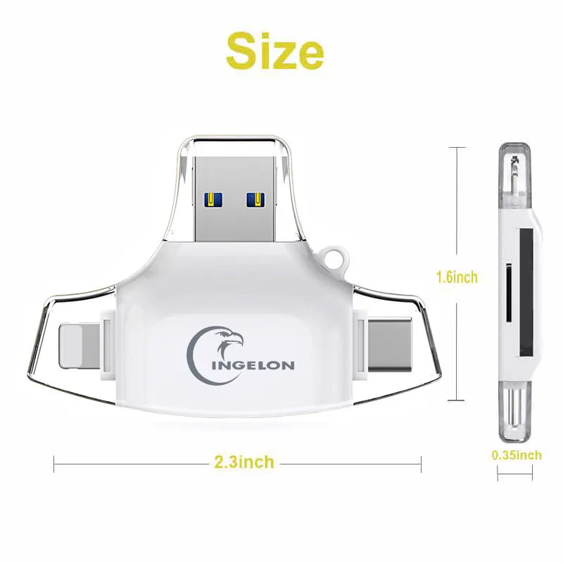 SD Card Reader аксессуары для ноутбуков microSD кардридер 4 в 1 адаптер для компьютера карты памяти Smart USB C Adaptador iPhone