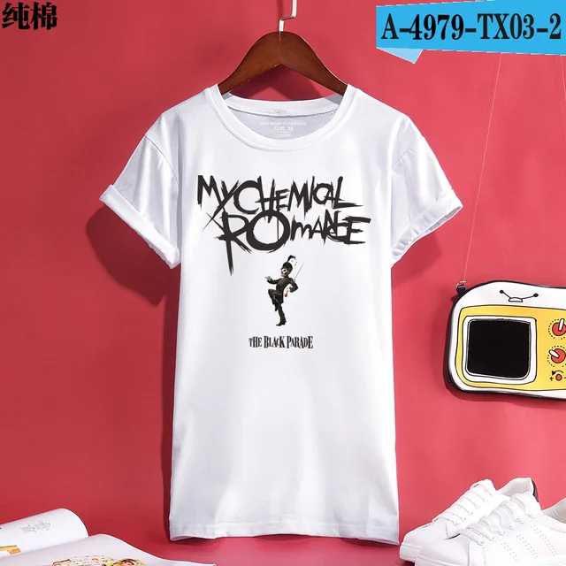 white My Chemical Romance Футболка мужская женская панк рок группа футболка Homme летние хлопковые футболки с коротким рукавом топы брендовая одежда - Цвет: white