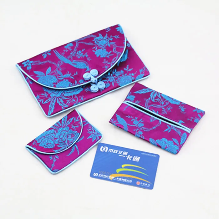 

Китайский узел шелковая парча ювелирные сумки и сумки для женщин 3 комплекта портмоне винтажный этнический разноцветный клатч для подарка