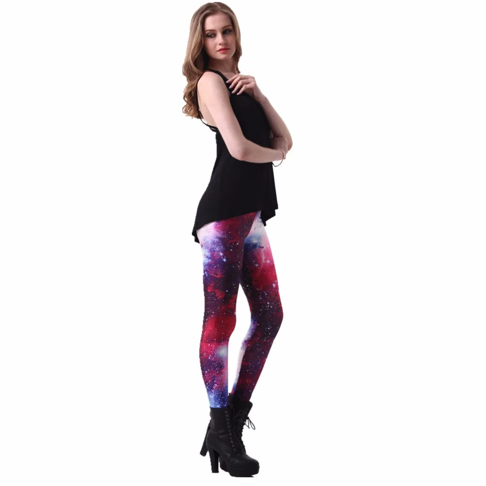 Сексуальные леггинсы для фитнеса женские с принтом космической галактики штаны