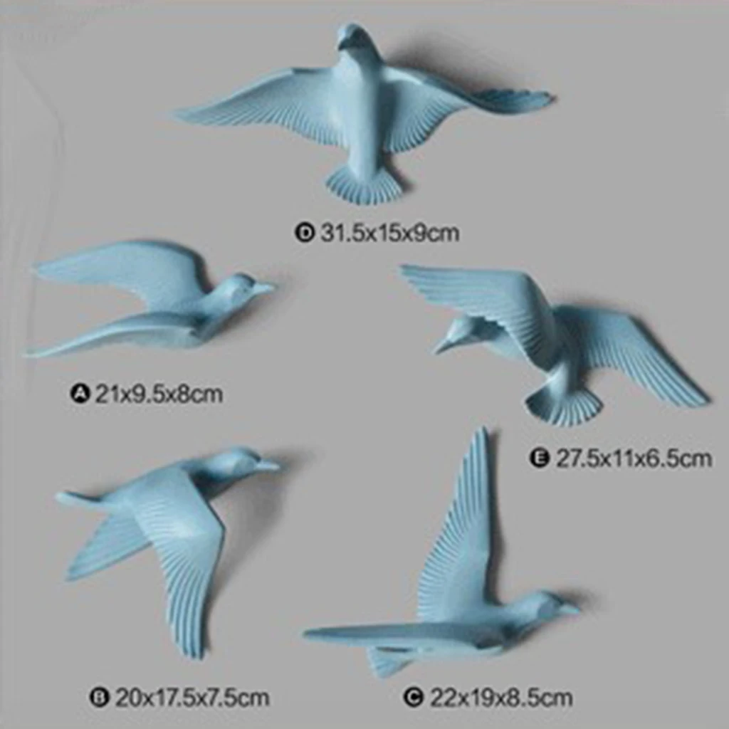 5 шт. морская Смола 3D птицы настенные художественные фрески Летающая Чайка