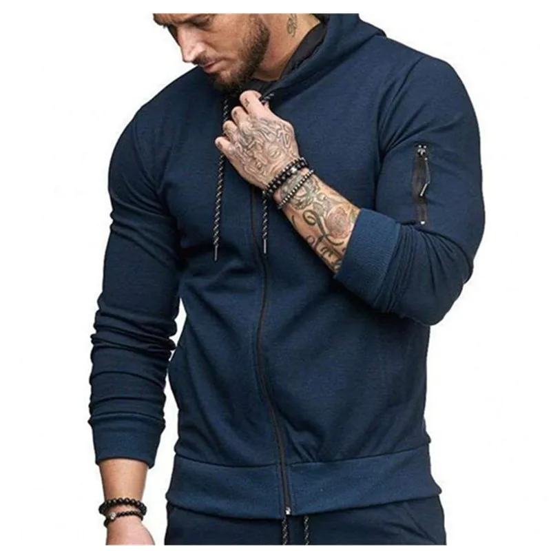 2019 популярный стиль мужской тонкий спортивный кардиган толстовка с капюшоном