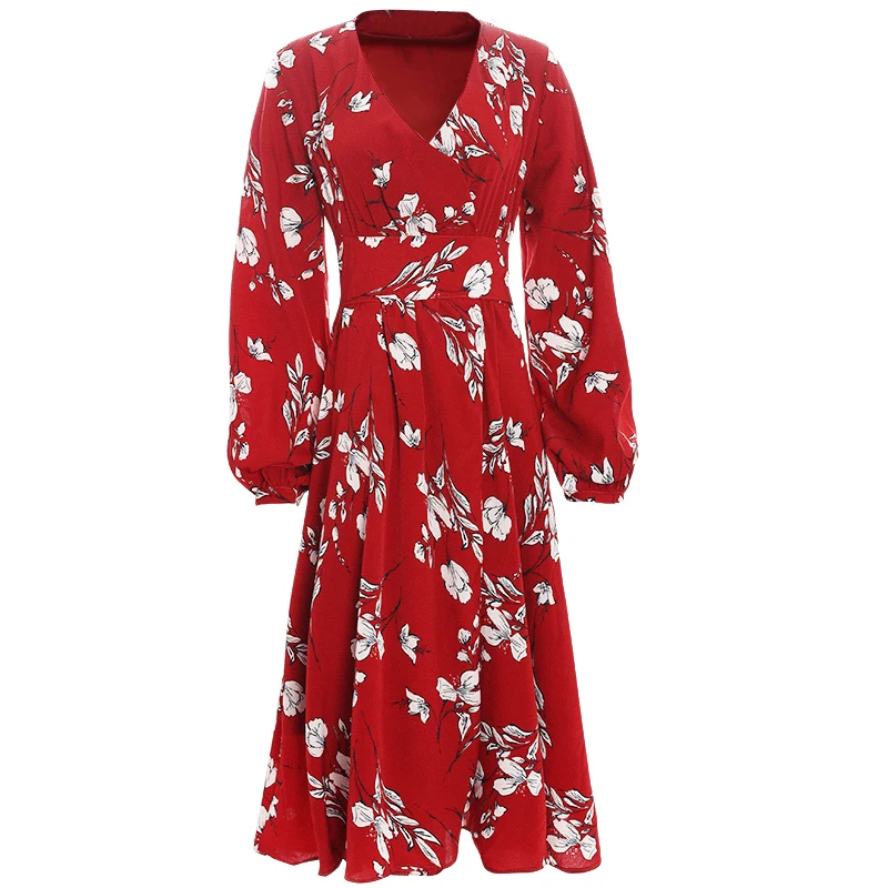 2018 Весна Цветочный принт шифоновое платье Для женщин милый свитер с треугольным