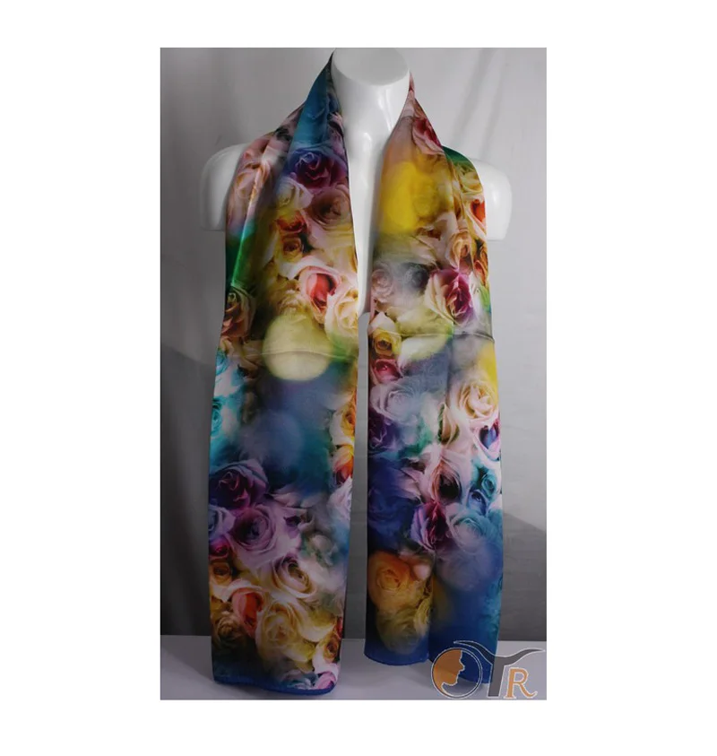 Новые поступления шарфы женщина Женская мода печати Атлас шарф шелковые