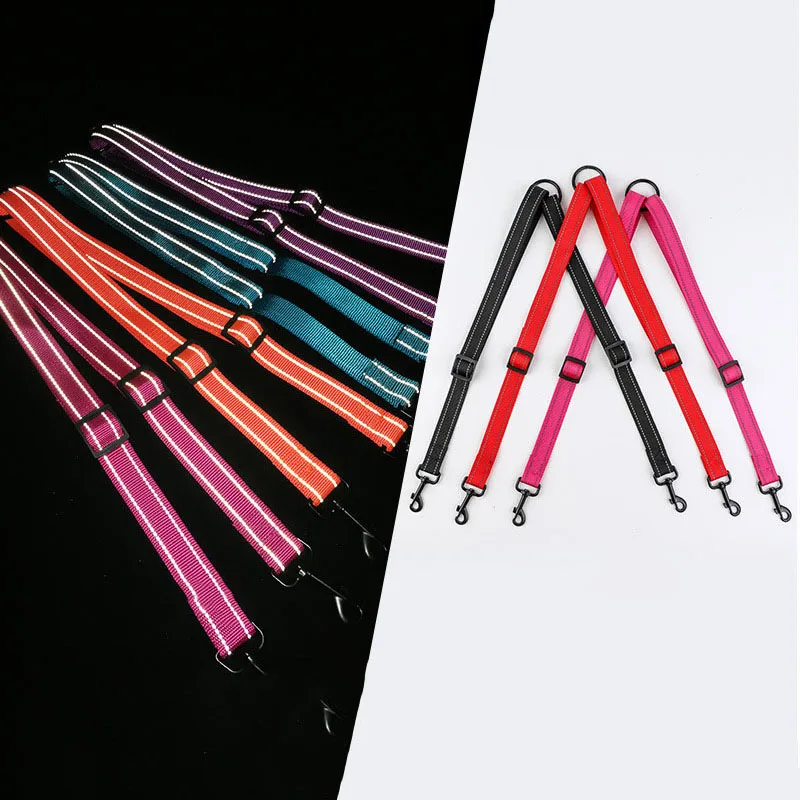 Светоотражающий Регулируемый двойной поводок для собак двух нейлоновый