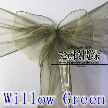 Зеленая ивовая органза пояс для стула с кристаллами блестящее украшение