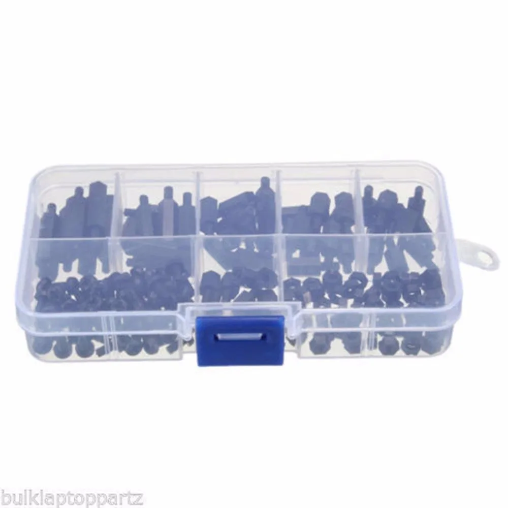 180 шт. черный противостояние Распорки мужской женский винт M3 нейлон Hex винты гайки