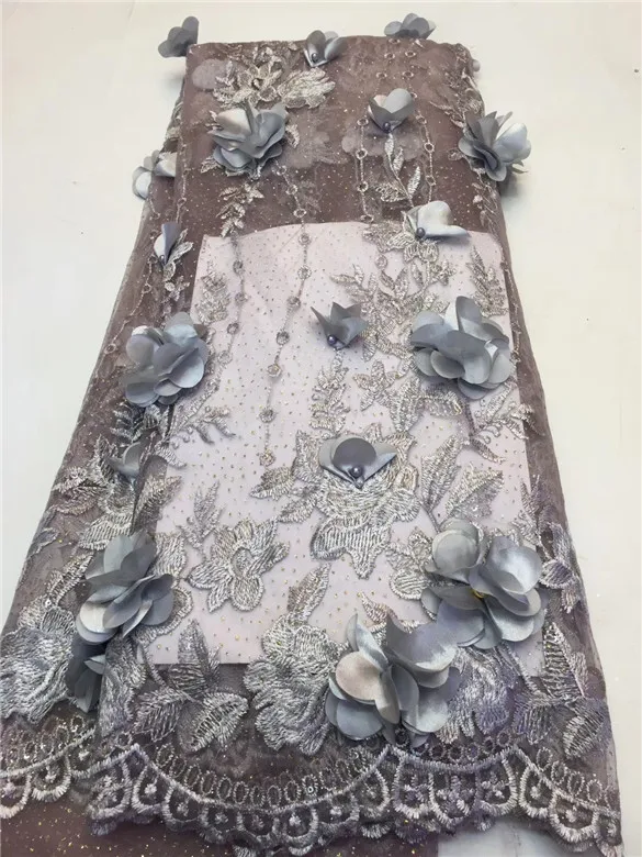 Golden Shining 3D Lace Fabric Beaded French Laces Fabrics High Quality Tulle Nigerian Applique Dress FFZ424 | Дом и сад