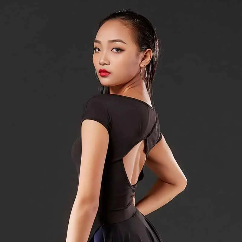 Новые костюмы для латиноамериканских танцев черный топ женщин ча румбы