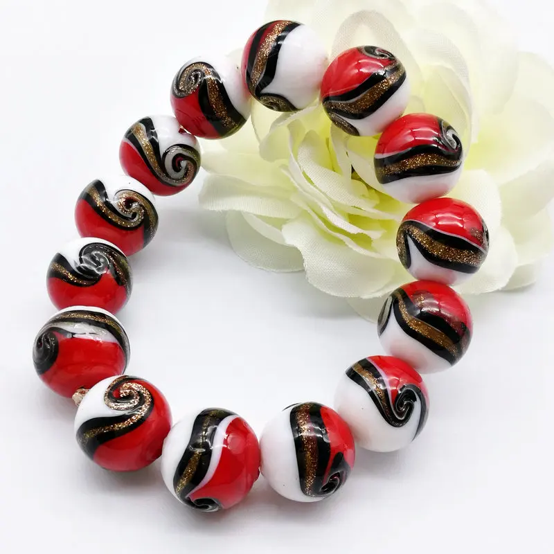 14 mm fashion circle Lampwork murano glass bangle bracelets have four color optional (red/purple/blue/yellow)