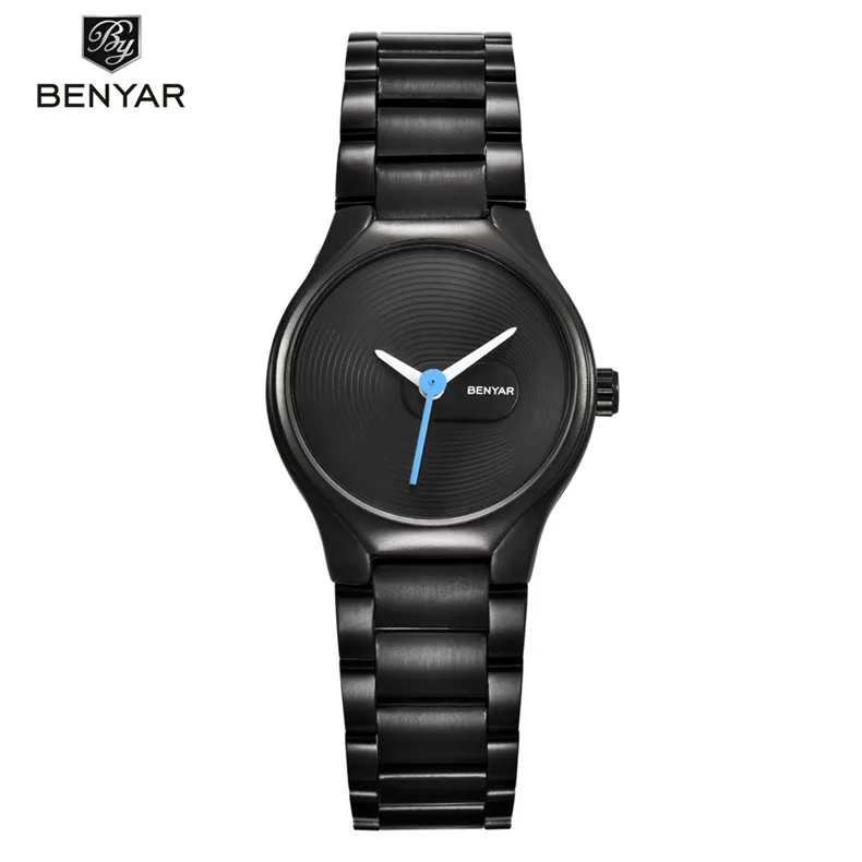 Women blue B BENYAR модные повседневные Простые кварцевые часы для влюбленных, водонепроницаемые полностью стальные мужские часы, роскошные Брендовые женские наручные часы - Цвет: Women blue B