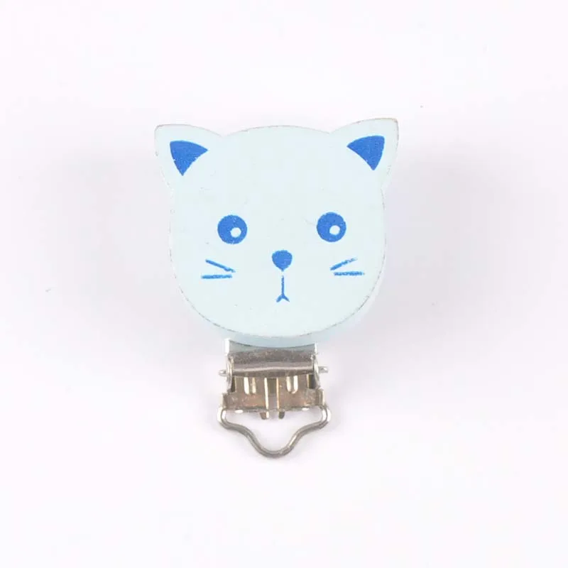 cat blue 2pcs 2-4 шт. окрашенные деревянные детские соски зажимы младенческой милый коала пустышка застежка кулон для ювелирных изделий ручной работы MT2194 - Metal color: cat blue 2pcs