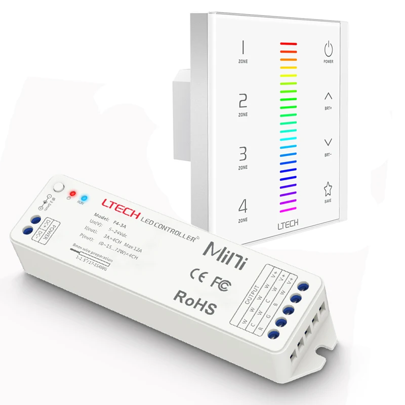 Новый Led RGB контроллер полосы 220 В Сенсорная панель EX7 4 зоны AC100 ~ 240 2 ГГц и DMX512
