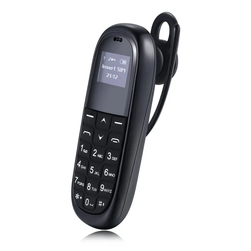 Мини мобильный телефон 0 66 ''Bluetooth Dialer сотовые телефоны Беспроводной Наушники