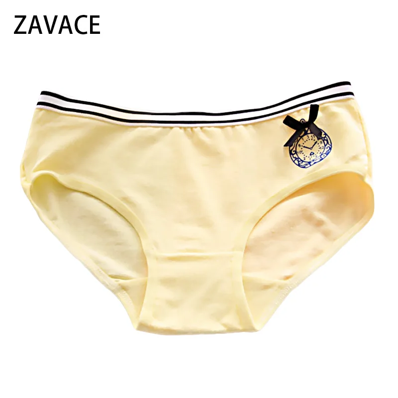 ZAVACE 5pcs/lot New cotton underwear women comfortable waist watch bow pattern sexy briefs women's panties Lingerie |