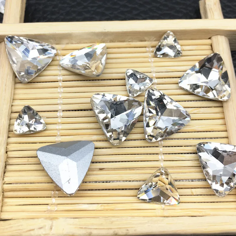 Pointback Trianglar Shape Glass Crystal Rhinestones White Various Size Clear DIY Nail Art/Phone DIY/Clothing Accessories | Дом и сад