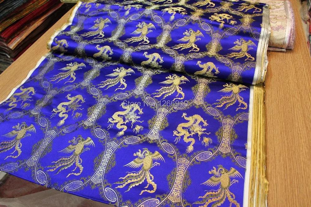 Китайская шелковая парча тканая Дамасская ткань cheongsam Подушка Сапфировая синяя