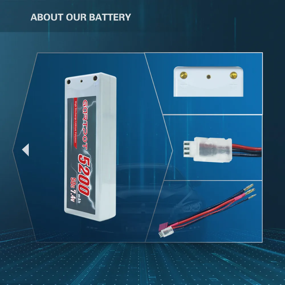 Аккумулятор GARTPOT 7 4 В Lipo 5200 мАч 2S 50C для радиоуправляемого автомобиля аккумулятор