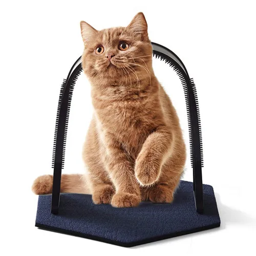BLUE Gomaomi скребок для кошек и уход Арка игрушка для кошек Самостоятельная грумер и массажер мягкая чистка меха - Цвет: BLUE