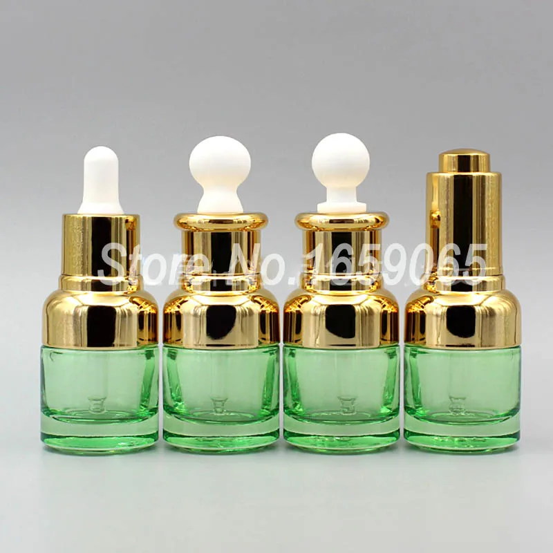 

20ml green glass Essential Oil dropper bottle w gold shoulder Dispensing Container Liquid Pipette Eye Drop Aromatherapy