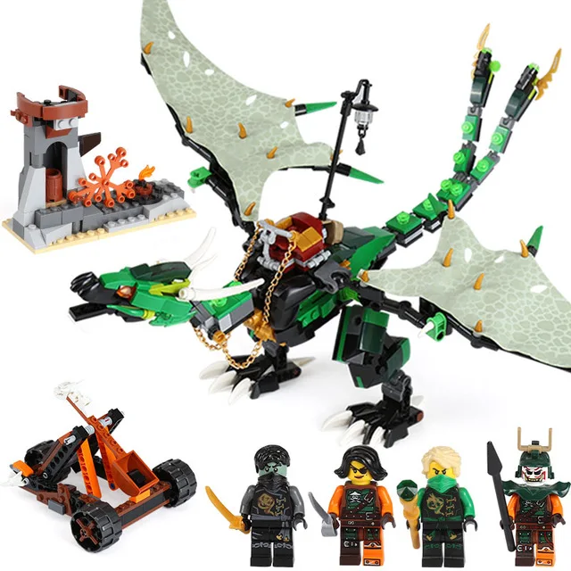 Строительные блоки совместимые с Legoings ninjageed летающим зеленым драконом 618