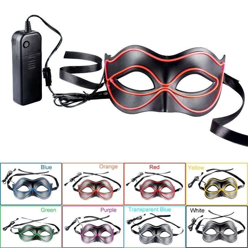 2018 Новая мода EL Wire LED светящиеся очки маска Принцесса Хэллоуин костюм вечеринка DJ