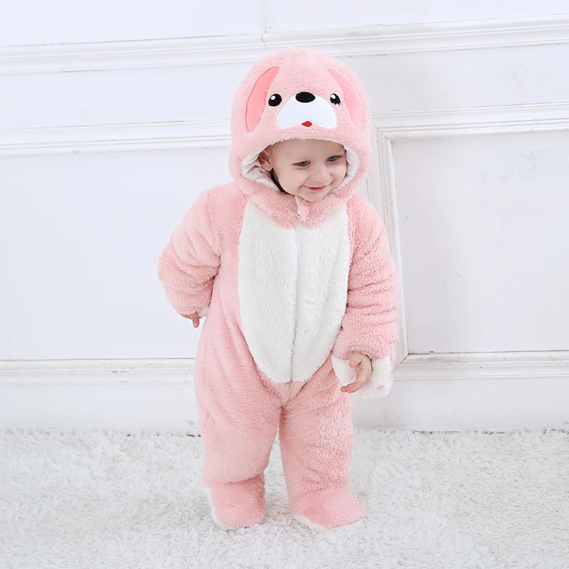 

2018 baby thicken pink dog Toddler Unisex-baby spring and autmn Jumpsuit Christmas Romper Onesie Outfits Suit winter romper