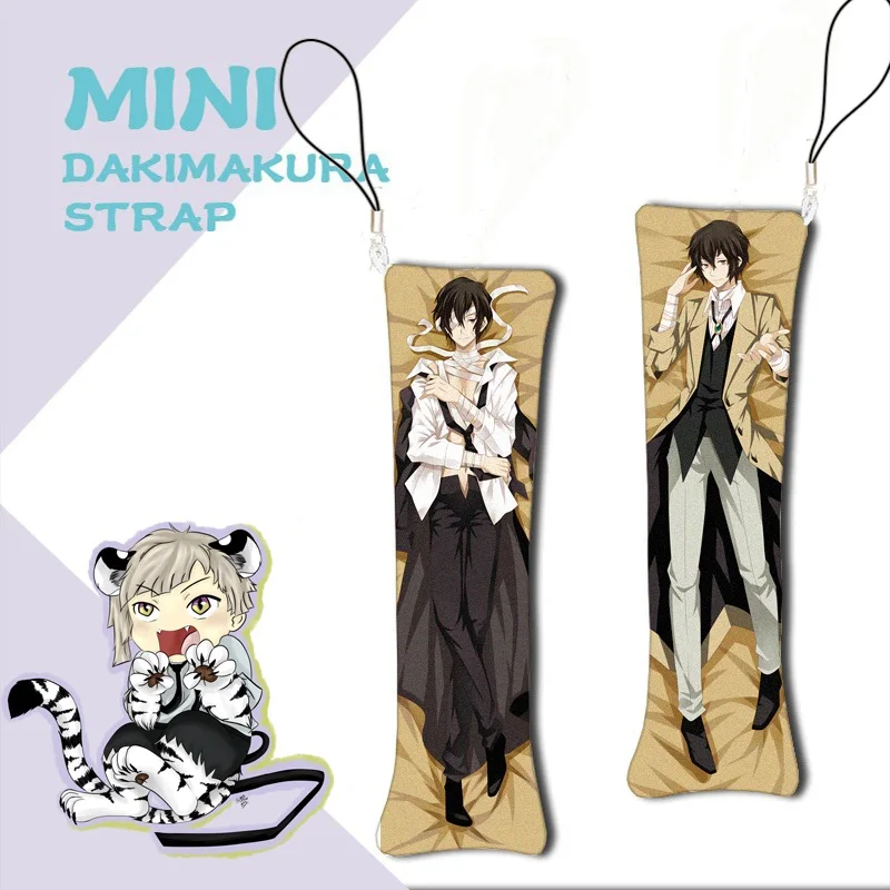 Hot Anime Mini Dakimakura Bungo Stray Dogs Osamu Dazai Keychain Nakajima Atsushi Pillow Hanging Decoration Phone Strap 1pcs |