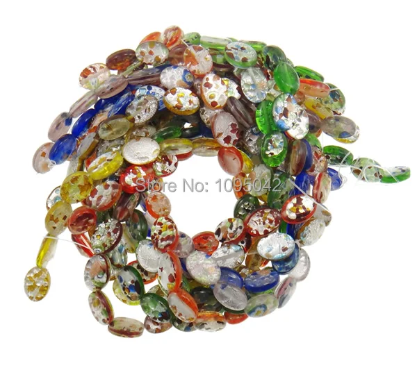 Free shipping!!!Gold Sand &amp Silver Foil Lampwork Beads Punk Style with Flat Oval handmade gold sand and silver foil | Украшения и