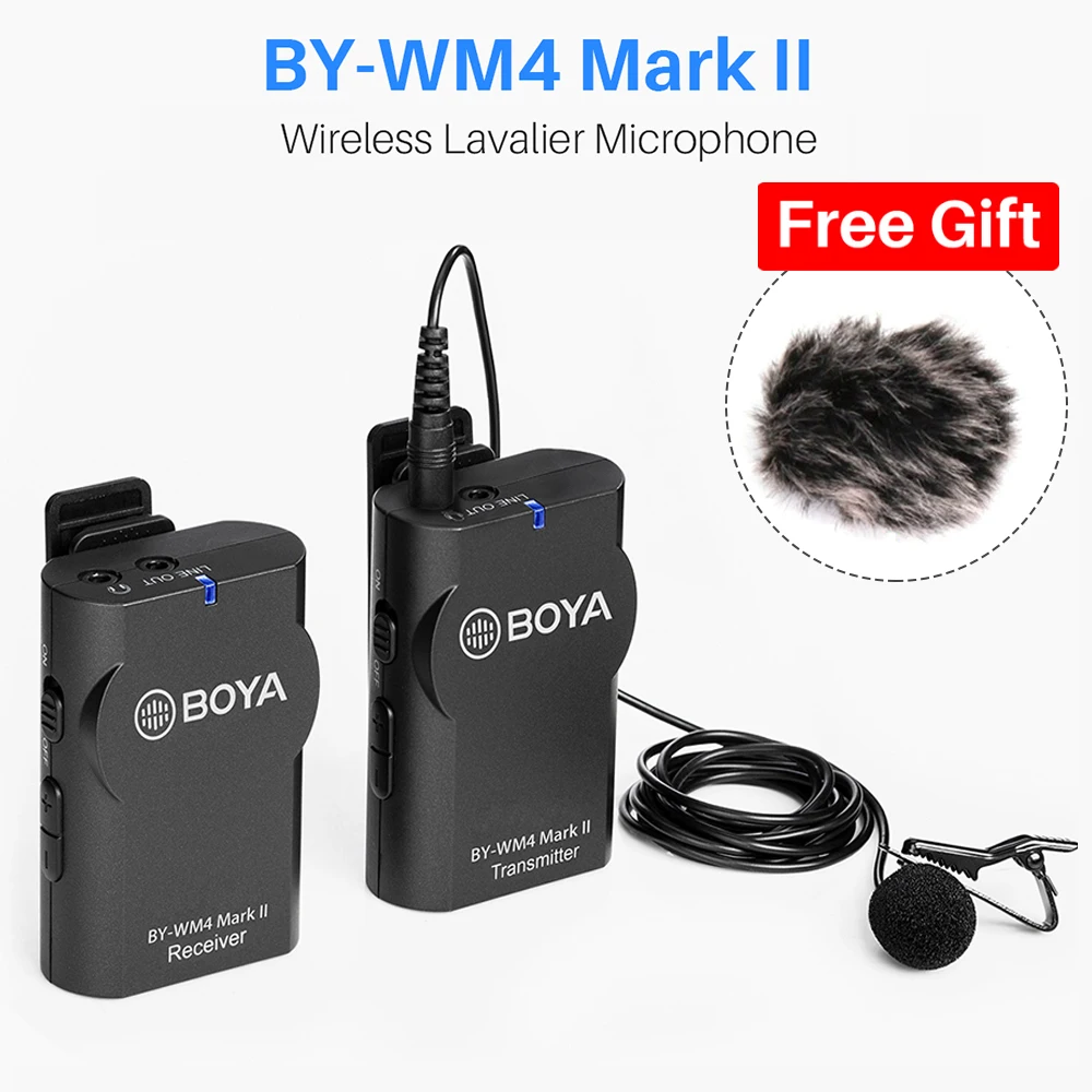 Boya BY WM4 Mark II беспроводной микрофон Система Конденсатор Lavalier лацкане интервью для
