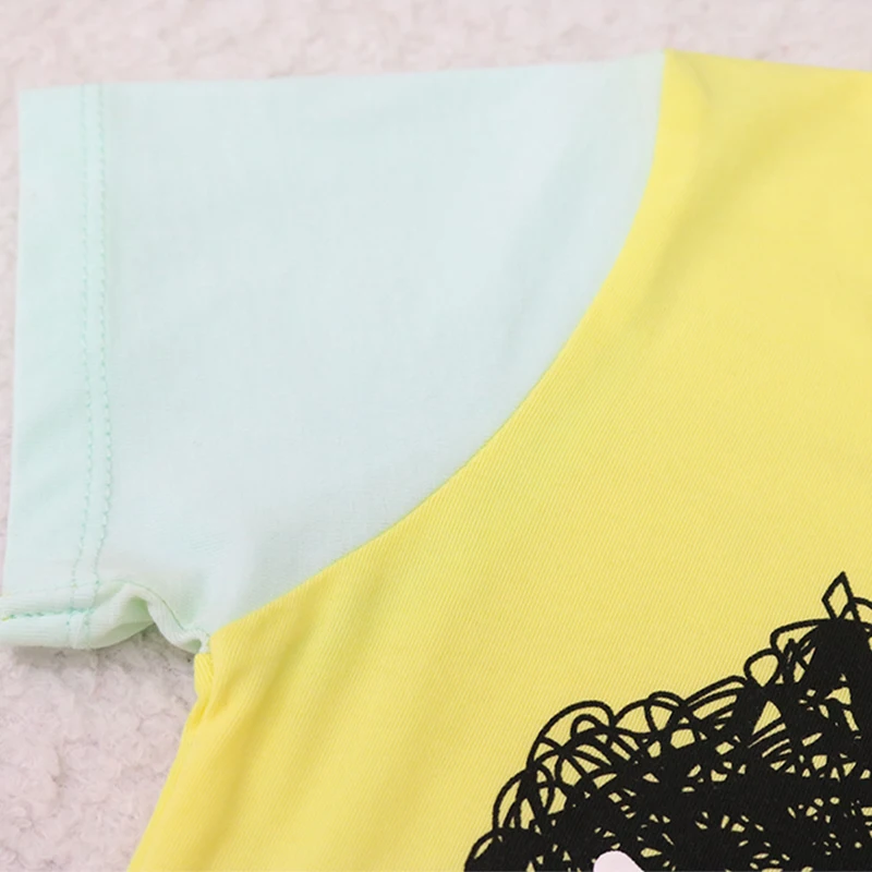 Детская блузка Футболка для мальчиков с рисунком цветной мозаики кота | Мать и