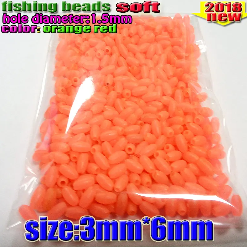 3mm-6mm 500pcs fihsing пластиковые светящиеся бусины для рыбалки светится в темноте 2*3 3*4-12*16 мм больше размер выбрать цвет оранжевый красный - Цвет: 3mm-6mm 500pcs