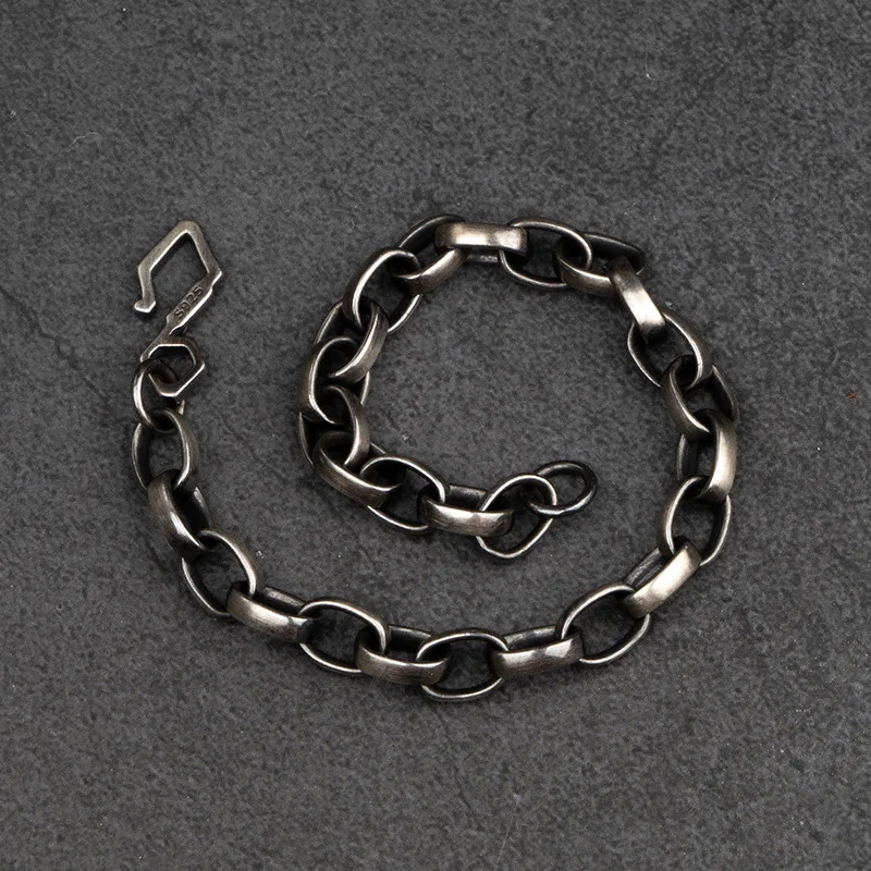 Тайский серебряный браслет для мужчин звеньевая цепочка из серебра 925 винтажные