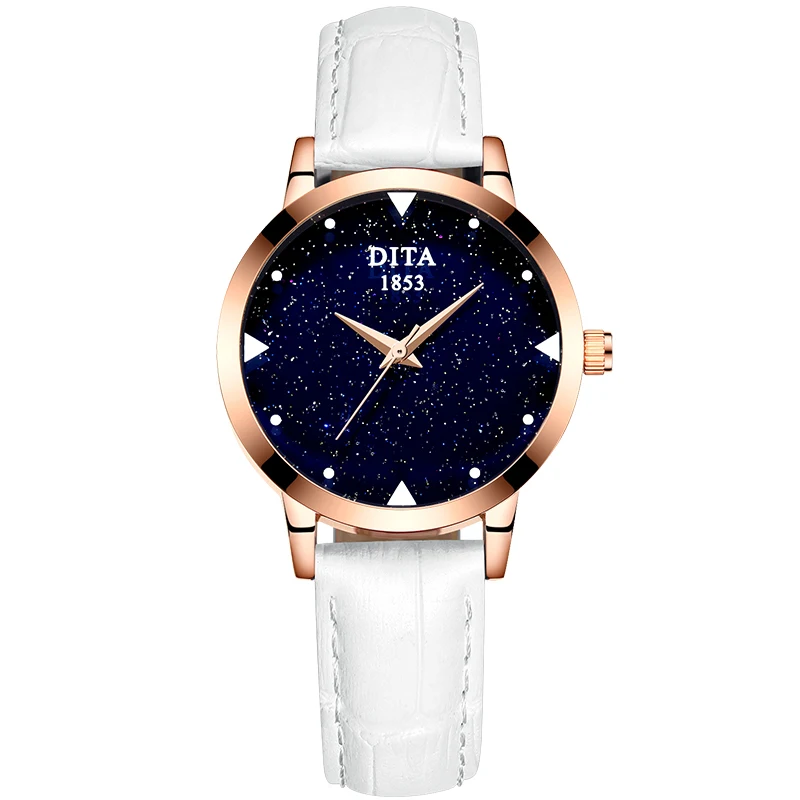 Dita Леди Аналоговый Кожаный ремешок Наручные часы женские кварцевые Повседневное