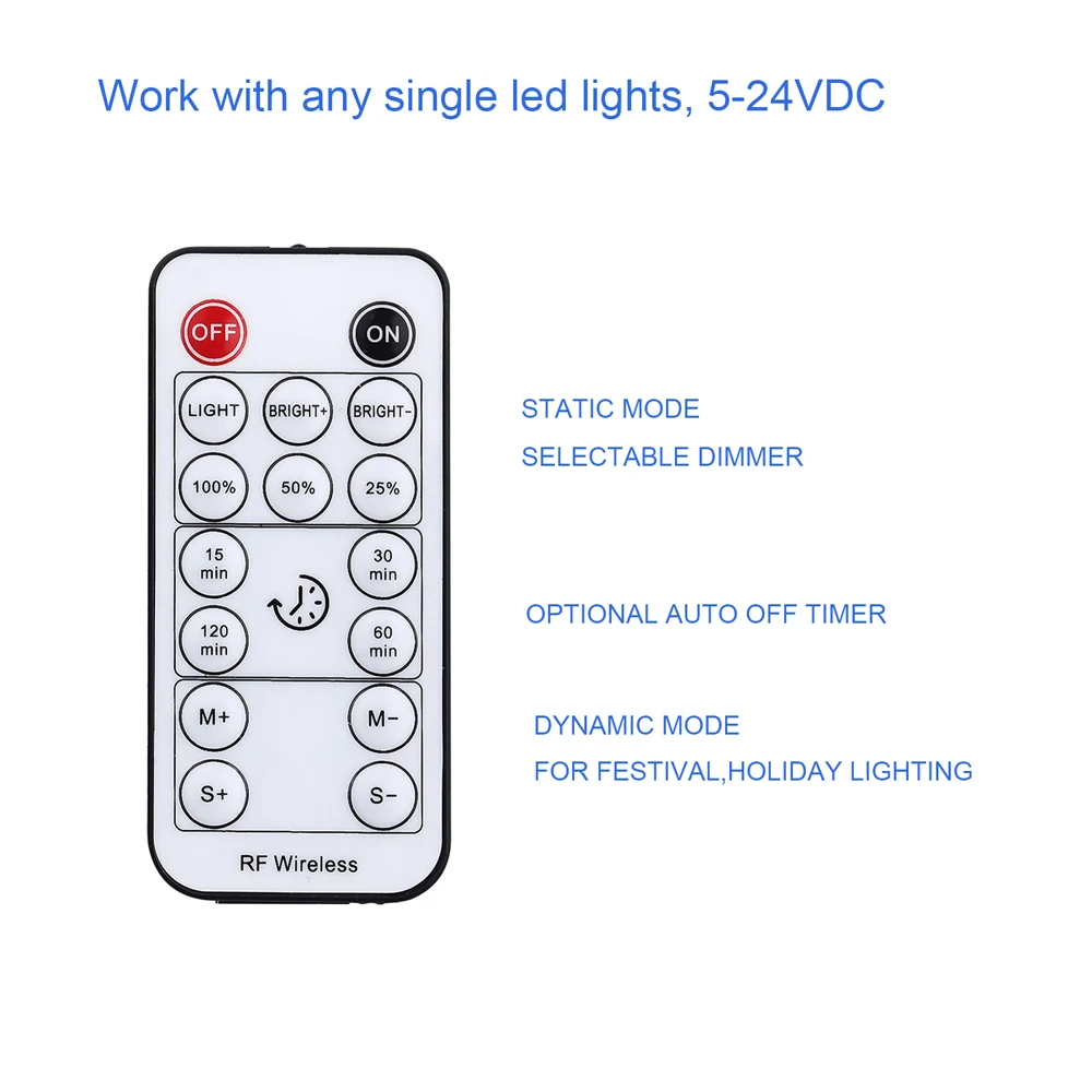AIBOO DC 5 V-24 V 6A 16 ключей Мини RF пульт дистанционного управления, Беспроводной пульт дистанционного управления с регулируемой яркостью и таймер Функция для одного Цвет светодиодный свет