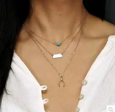 Лидер продаж 2018 модное ожерелье с цепочкой из цинкового сплава многослойное