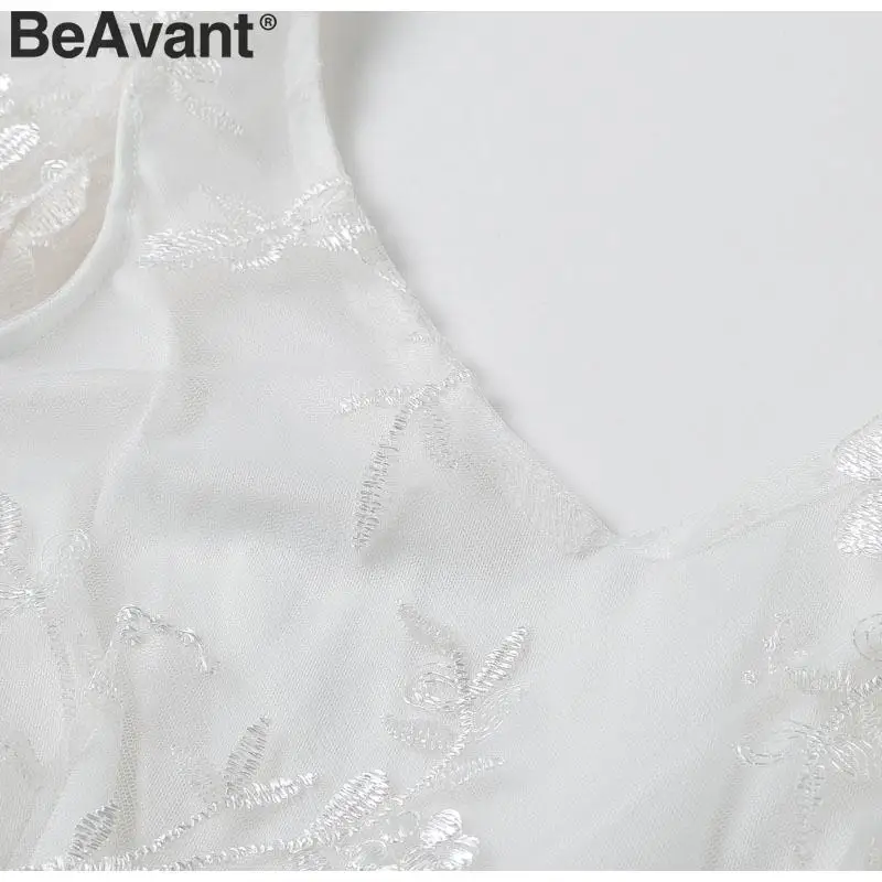 BeAvant кружевное платье с v-образным вырезом и вышивкой, женское Сетчатое платье с высокой талией и открытой спиной, женские платья макси, белое вечернее танцевальное платье для вечеринки vestidos