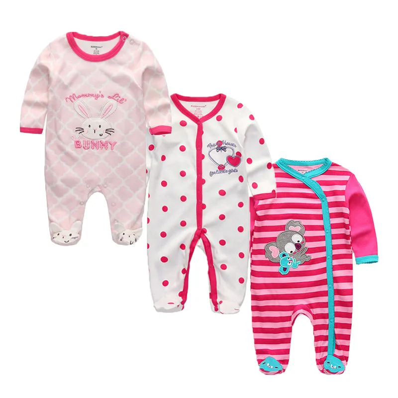 3 PCS/lot Newborn Long Sleeve Comfortable baby footed rompers Cotton cartoon baby boy girl clothes - Цвет: R14