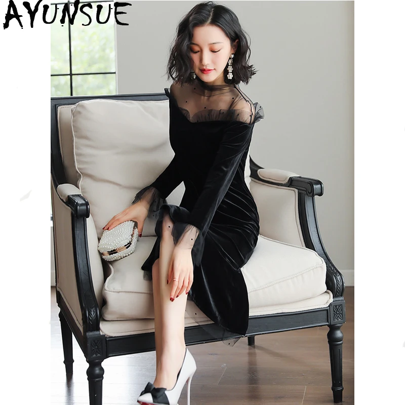 Весенне-осеннее платье для женщин винтажвечерние вечернее бархатное 2020 женские