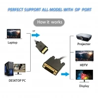 DisplayPort DP Male to DVI Single Video коннектор кабель адаптер 0 7 m 1 8 3m 2ft 6ft 10ft кабели|adapter cable|dvi