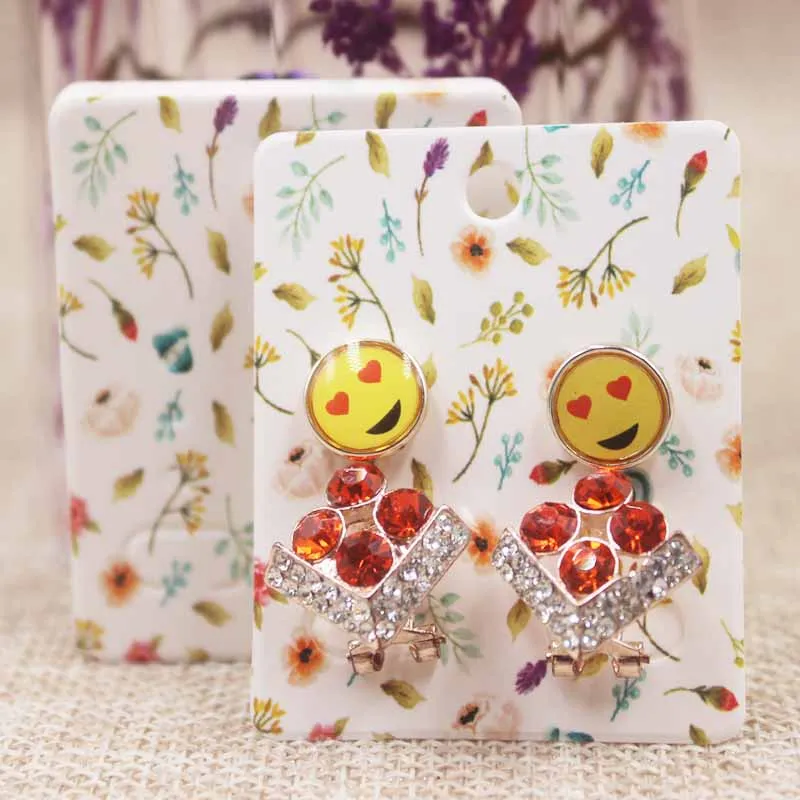 card same as pic 5*4 см Висячие серьги в форме Ловец снов, серьги с узором в виде цветов, цветные серьги с принтом, упаковка для ювелирных изделий, 100 шт./партия - Цвет: card same as pic