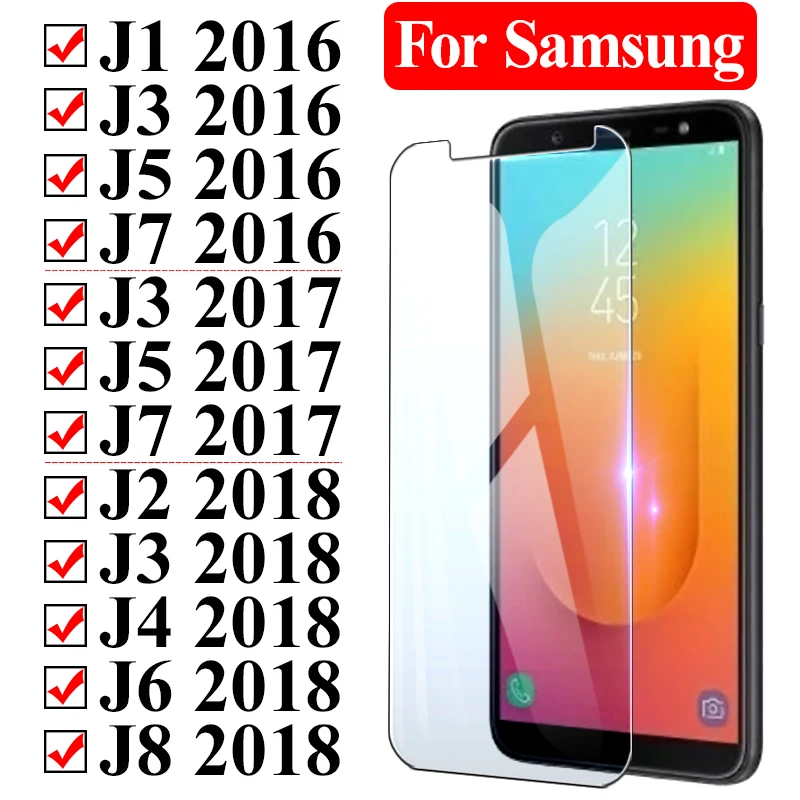 Защитный Стекло на samsung Galaxy J1 J2 J3 J4 J5 J6 J7 J8 Экран протектор J 1 2 3 4 5 6 7 8 защитный лист