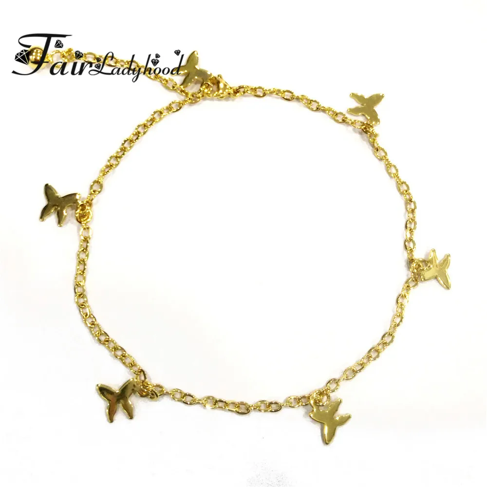 Браслет женский из нержавеющей стали с подвесками в виде бабочек Подвески узором