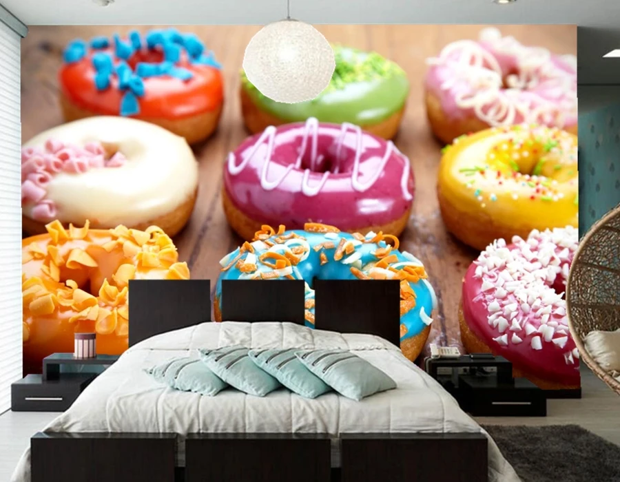 Настенные 3d обои на заказ для выпечки пончиков еды кофейни гостиной дивана