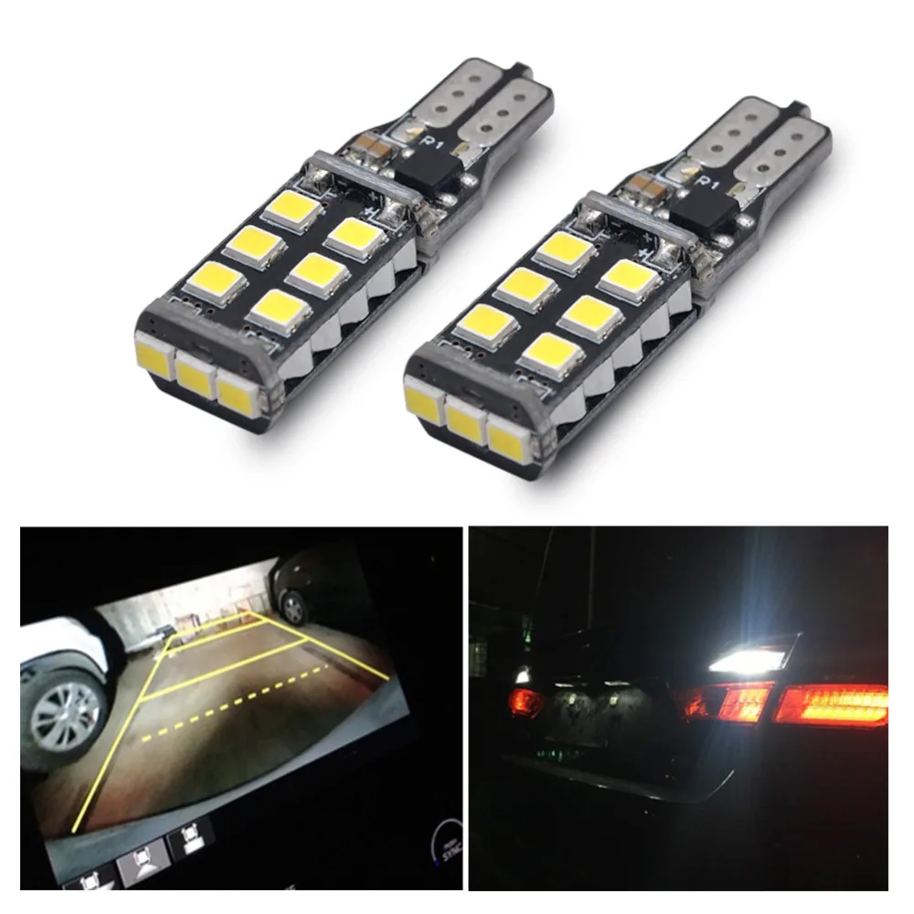 Светодиодная лампа T10 2 шт. заднего хода 6000k белая 15SMD 2835 светодиодная для